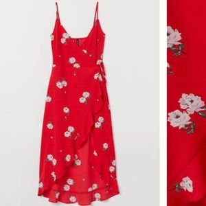 Hot red floral summer dress for summer night out